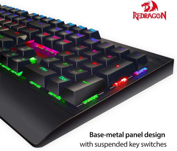 Redragon K557 RGB Backlit Mechanical Gaming Keyboard with Blue Switches, Aluminum Base, Anti-ghosting 104 Keys - Image 4