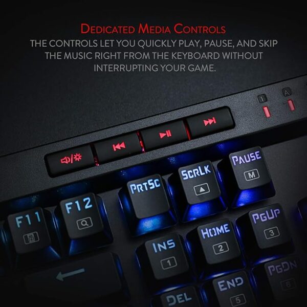 Redragon K580 VATA RGB LED Backlit Mechanical Gaming Keyboard 104 Keys Anti-ghosting with Macro Keys & Dedicated Media Controls, Onboard Macro Recording (Blue Switches) - Image 6