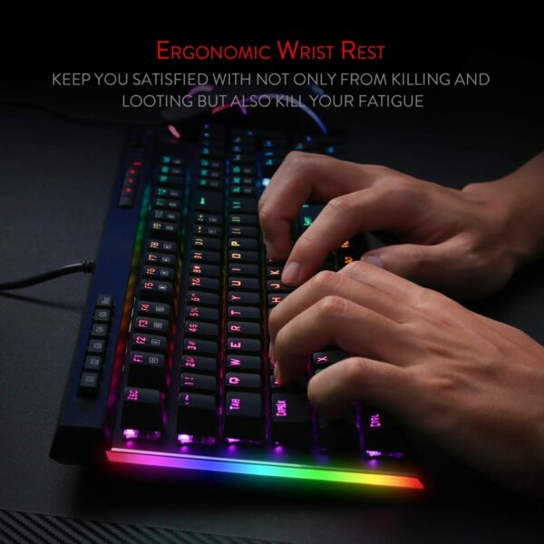 Redragon K580 VATA RGB LED Backlit Mechanical Gaming Keyboard 104 Keys Anti-ghosting with Macro Keys & Dedicated Media Controls, Onboard Macro Recording (Blue Switches) - Image 7