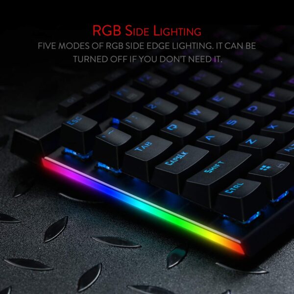 Redragon K580 VATA RGB LED Backlit Mechanical Gaming Keyboard 104 Keys Anti-ghosting with Macro Keys & Dedicated Media Controls, Onboard Macro Recording (Blue Switches) - Image 9