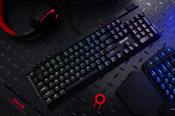 Redragon K580 VATA RGB LED Backlit Mechanical Gaming Keyboard 104 Keys Anti-ghosting with Macro Keys & Dedicated Media Controls, Onboard Macro Recording (Blue Switches) - Image 3