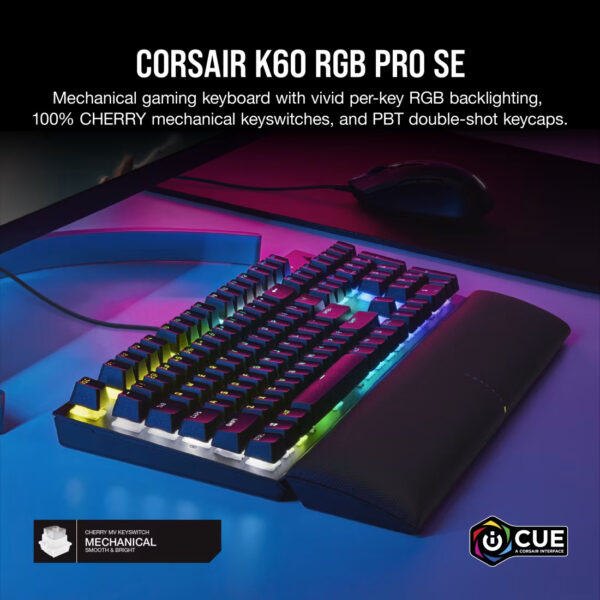 Corsair K60 RGB PRO SE Mechanical Gaming Keyboard — 100% CHERRY MV Mechanical Keyswitches — Black - Image 2