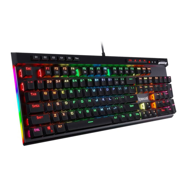 Redragon K580 VATA RGB LED Backlit Mechanical Gaming Keyboard 104 Keys Anti-ghosting with Macro Keys & Dedicated Media Controls, Onboard Macro Recording (Blue Switches)