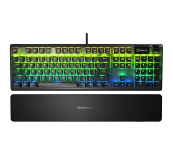 SteelSeries USB Apex 5 Hybrid Mechanical Gaming Keyboard – Per-Key RGB Illumination – Aircraft Grade Aluminum Alloy Frame – OLED Smart Display (Hybrid Blue Switch)