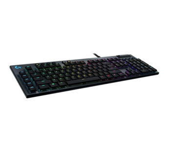 Logitech G815 LIGHTSYNC RGB Mechanical Gaming Keyboard with Low Profile GL Clicky key switch, 5 programmable G-keys, USB Passthrough, dedicated media control – Clicky,Black